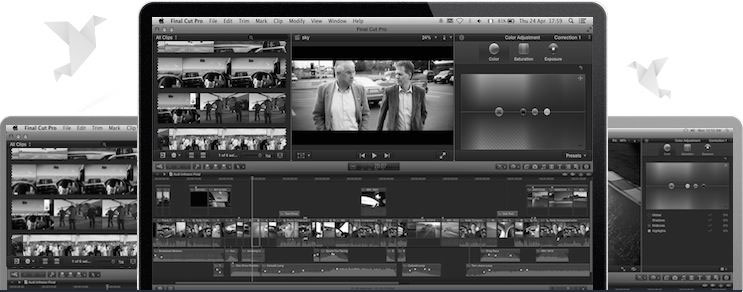 Image of Final Cut Pro X editing screen on a computer screen