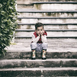 little boy on steps